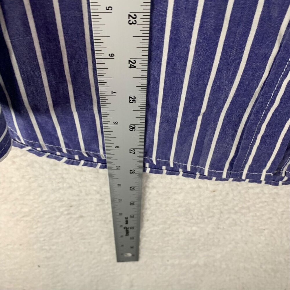 Karen Kane Easywear Women's Blue Striped Long Sleeve Button Up Shirt Size L 9247 - Picture 4 of 7